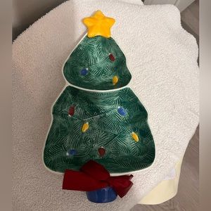 VINTAGE HALLMARK CERAMIC X-MAS TREE SECTIONAL DISH
